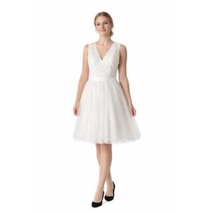 Venus Couture Pearl Embellished Tulle Dress Women’s 4 Bridal Party